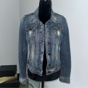 Guess Jeans Gold Splatter Jean Jacket M